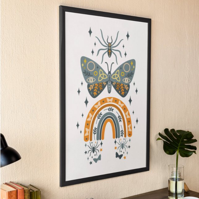Poster Arc-en-ciel d'Halloween, papillons et araignées (Créateur téléchargé)
