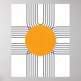 Poster Arc-en-ciel Géométrique Abstrait, Soleil Minimalis