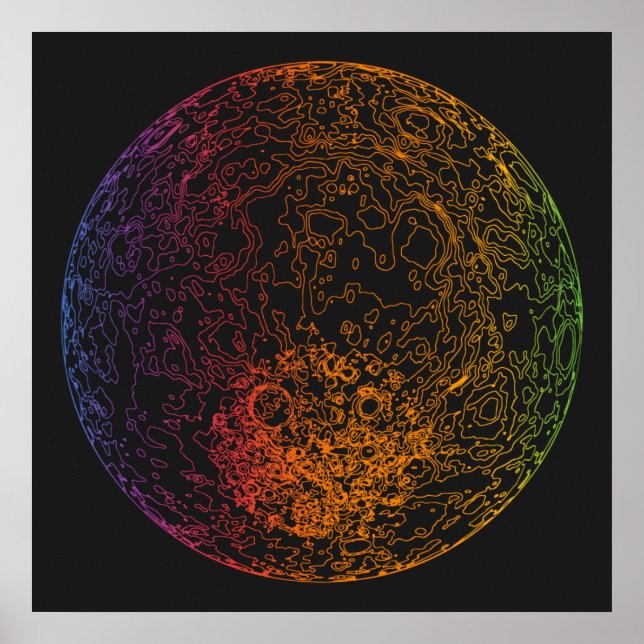 Poster Arc en ciel Illustration technique de lune 24x24 (Devant)