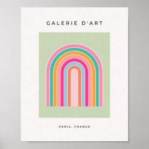 Poster Arc-en-ciel Pastel Green Retro