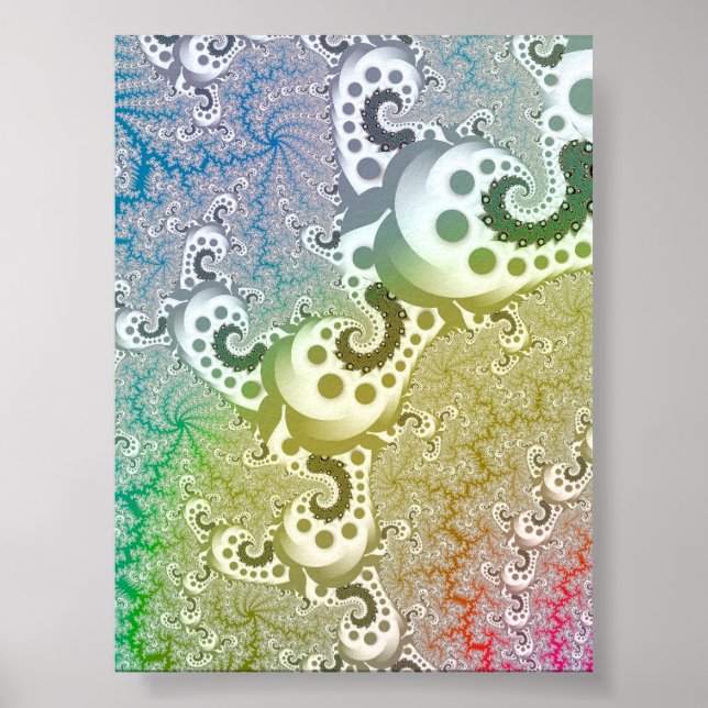 Poster Arc-en-ciel Pastel Tourbillon Fractale Géométrie I (Devant)