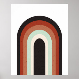 Poster Arc-en-ciel rétro en terre cuite Mint & Art beige 