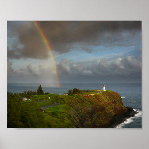 Poster Arc en ciel sur le phare de Kilauea sur l'affiche 