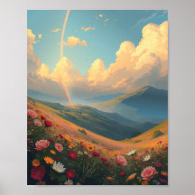 Arc en ciel sur le terrain de fleurs