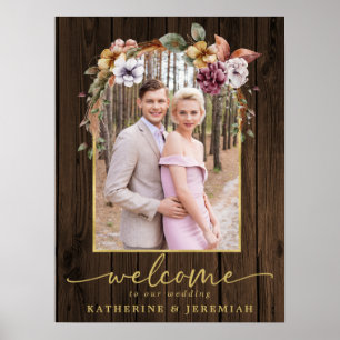 Poster Arc Floral en Bois Rustique Accueil Mariage photo