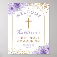 Arc Gold Purple Floral Première Communion Bienvenu