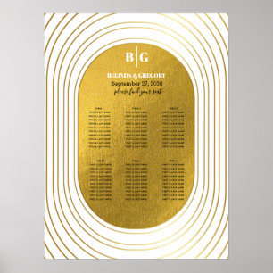 Poster Arc moderne blanc & or Mariage de siège graphique