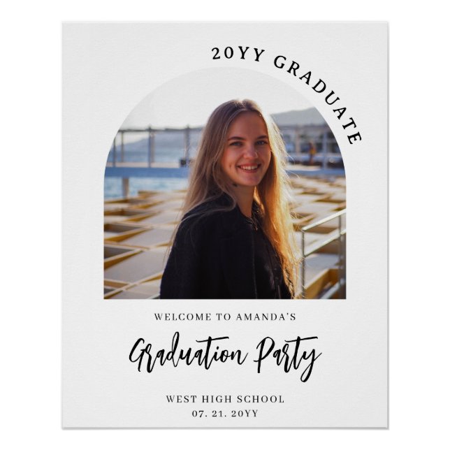 Poster Arc moderne Photo personnalisée Graduation Bienven (Devant)