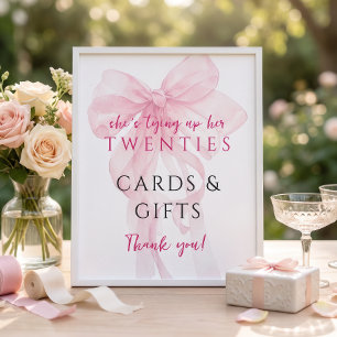 Poster Arc rose nouant les cartes de cadeaux des 20 ans p
