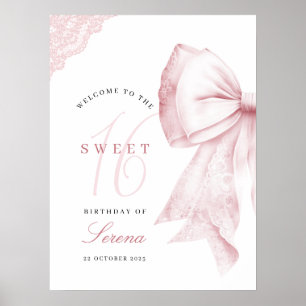 Poster Arc Rouge Rose Doux 16 Anniversaire
