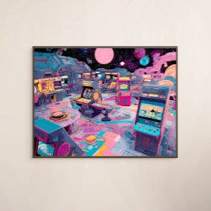Poster Arcade Rétro Futuriste dans l'Espace