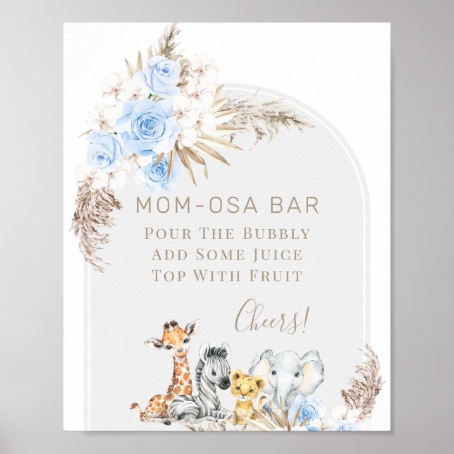 Poster Arch Boho Floral Safari Baby shower Mom-osa Sign (Devant)
