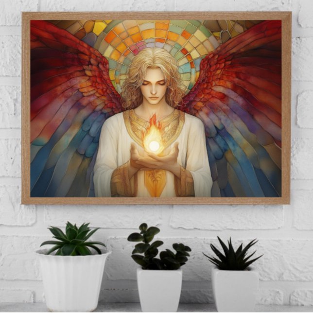 Poster Archange Uriel La flamme de Dieu Mosaïque arc-en-c (Créateur téléchargé)