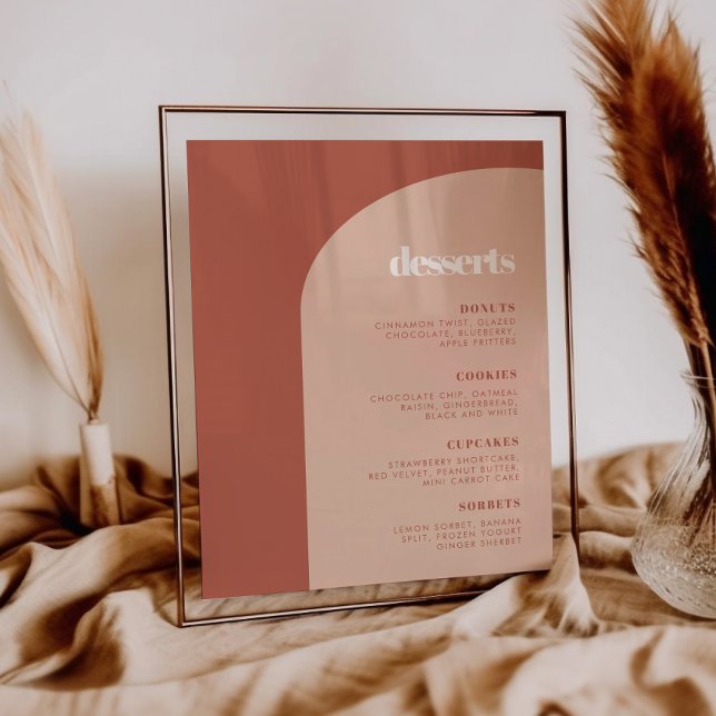 Poster Arche chic pêche en terre cuite Dessert Panneau Ba (Créateur téléchargé)