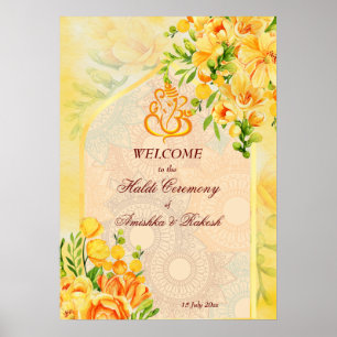 Poster Arche de fleurs jaunes Ganesha Haldi signe de bien