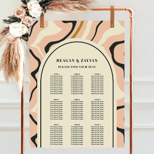 Poster Arche de Mariage noir rose Retro Arch