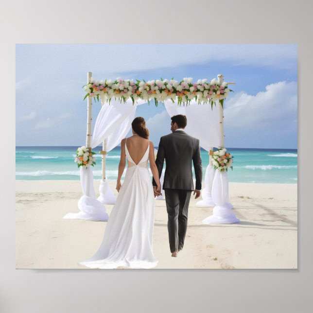 Poster Arche de mariage plage Fond de photographie person (Devant)