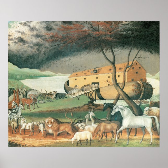 Poster Arche de Noé par Edward Hicks, Art populaire Vinta (Devant)