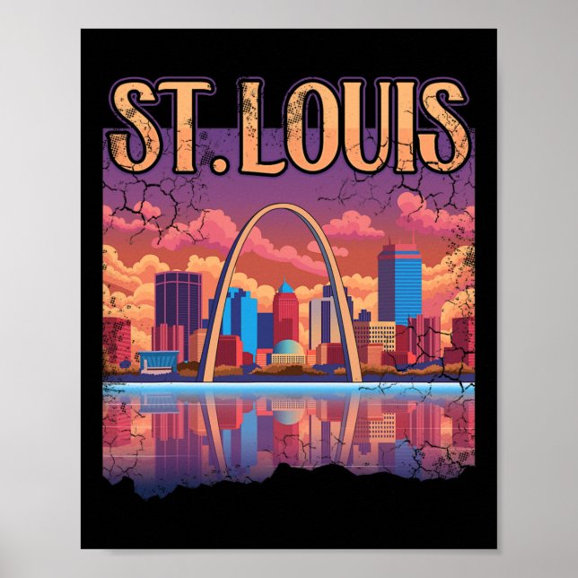 Poster Arche de St Louis Gateway Missouri Cityscape Skyli (Devant)