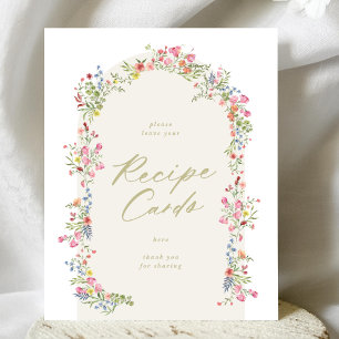 Poster arche fleurie carte de recettes de printemps signe