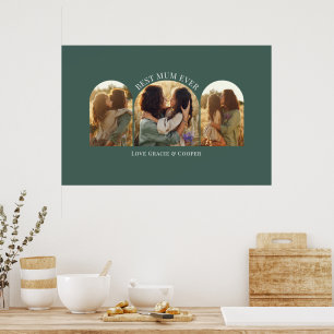 Poster Arche verte élégante multi photo meilleure maman