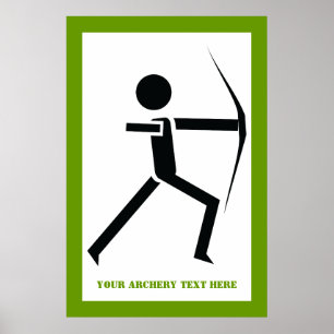 Poster Archer avec son arc noir, tir à l'arc vert coutume