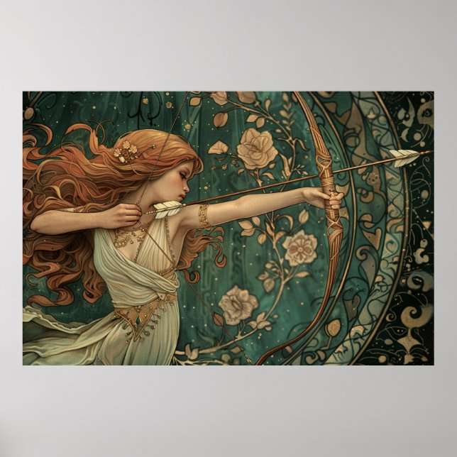 Poster Archer dianique doux dans les bois (Devant)