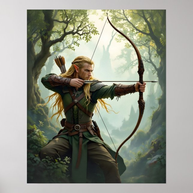 Poster Archer elfe du royaume des bois (Devant)