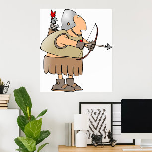Poster Archer Médiéval Guerrier Drôle Chevalier avec Arc