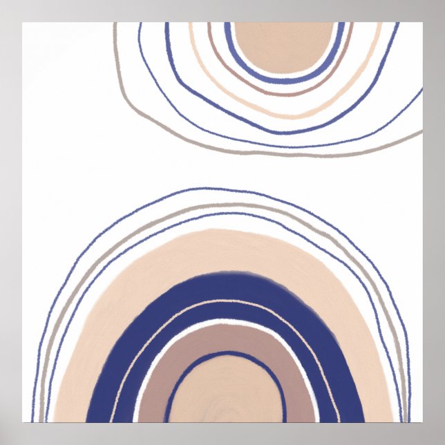 Poster Arches Boho Abstraites - Bleu et Beige (Devant)