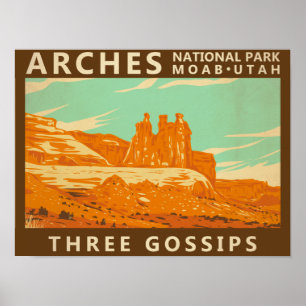 Poster Arches National Park Utah Trois Gossips Vintage