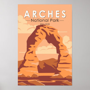Poster Arches Parc National Utah Delicate Arch Art Retro