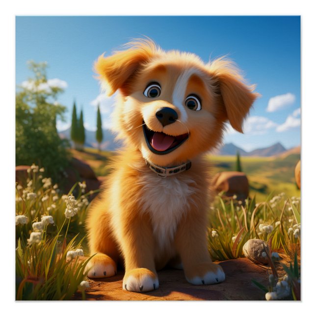 Poster Archie - Chiot de récupération de laboratoire jaun (Devant)