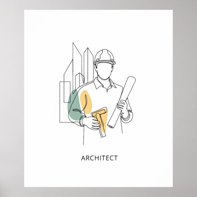 Poster Architecte simple une ligne art continu (Devant)
