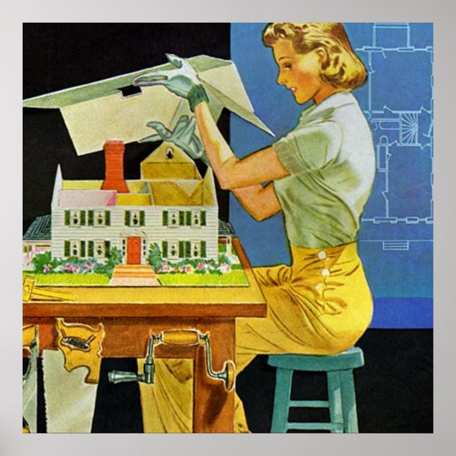 Poster Architecte vintage Maison Miniature Plan (Devant)