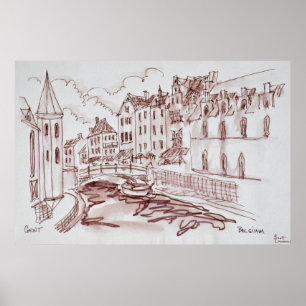 Poster Architecture flamande  Gand, Belgique