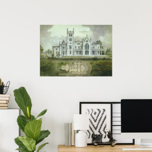 Poster Architecture vintage, Plan Château Français