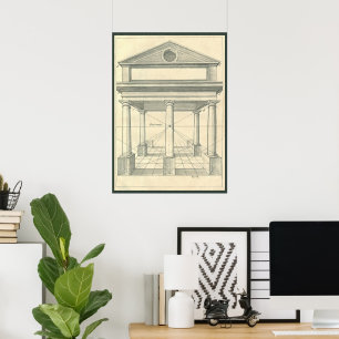 Poster Architecture vintage, Portico romain avec Colonnes