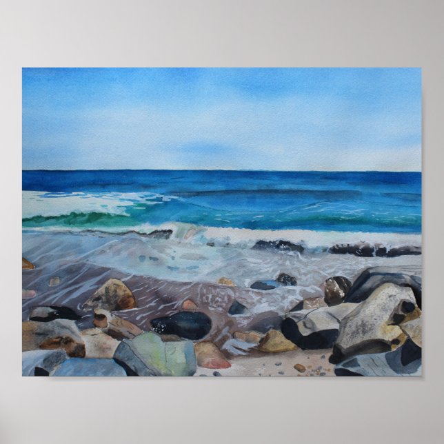 Poster Archivage de l'aquarelle de Hampton Beach (Devant)