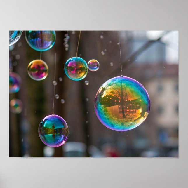Poster Arcs-en-ciel flottants et réflexions (Devant)