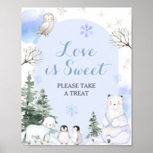 Poster ARCTIQUE ANIMAL Snowflakes Arbres L'amour est doux
