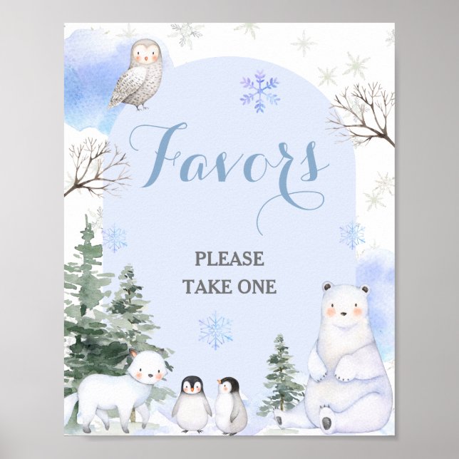 Poster ARCTIQUE Flammes de neige Baby shower des arbres F (Devant)
