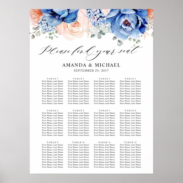 Poster Ardoise bleu marine Dusty Blush Pink - Carte de si (Devant)