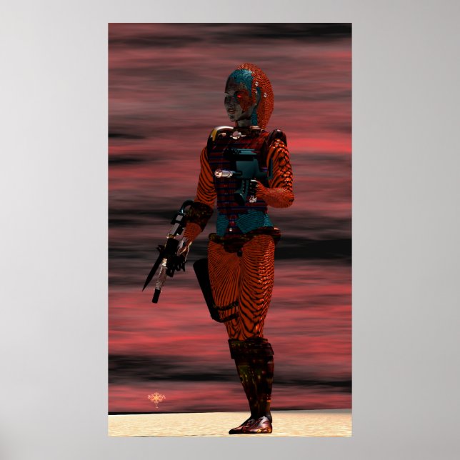 Poster ARES - CYBORG DANS LE DÉSERT SUNSET Science Fictio (Devant)