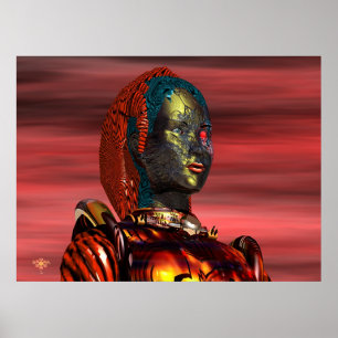 Poster ARES CYBORG PORTRAIT, SUNSET Science Fiction, Scif