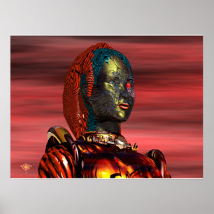 Poster ARES CYBORG PORTRAIT, SUNSET Science Fiction, Scif
