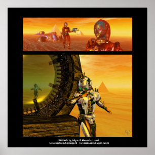 POSTER ARES ET TITAN / CYBORGS DANS LE DÉSERT D'HYPÉRION