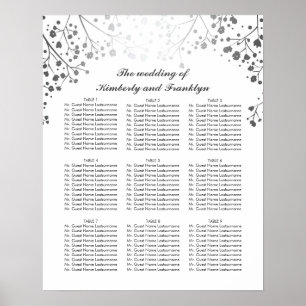 Poster Argent Bébé's Breath White Mariage Seating Chart