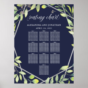 Poster Argent Botanique moderne Mariage de look