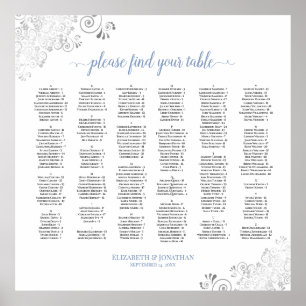 Poster Argent Dentelle Dusty Bleu Alphabétique Diagramme